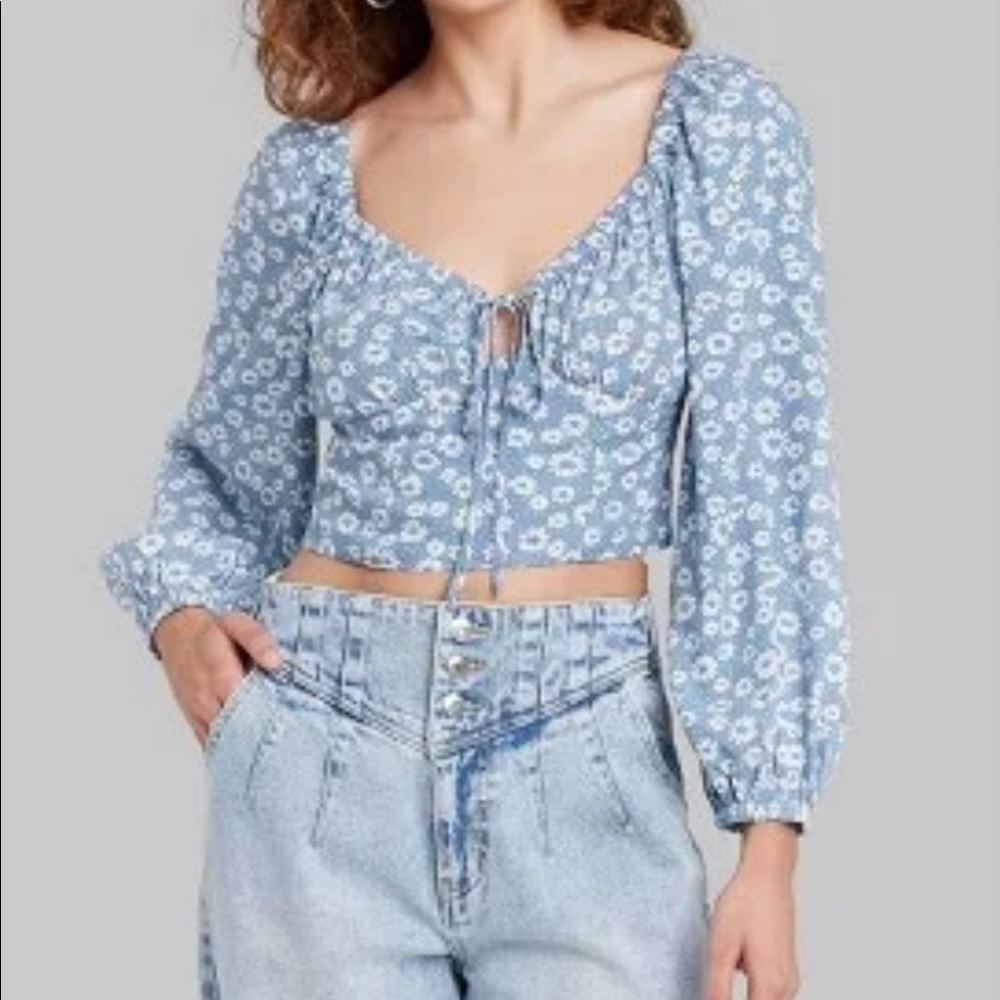 Target Floral Crop Top Blue